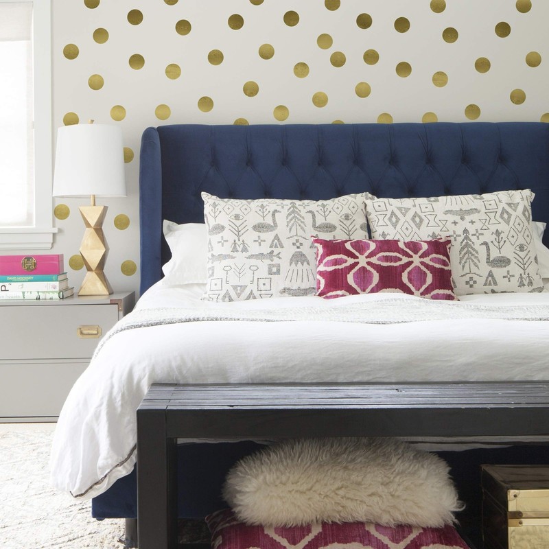 Paper Riot Co. Peel-and-Stick 2.5″ Metallic Matte Gold Dot Vinyl Wall Decal S…