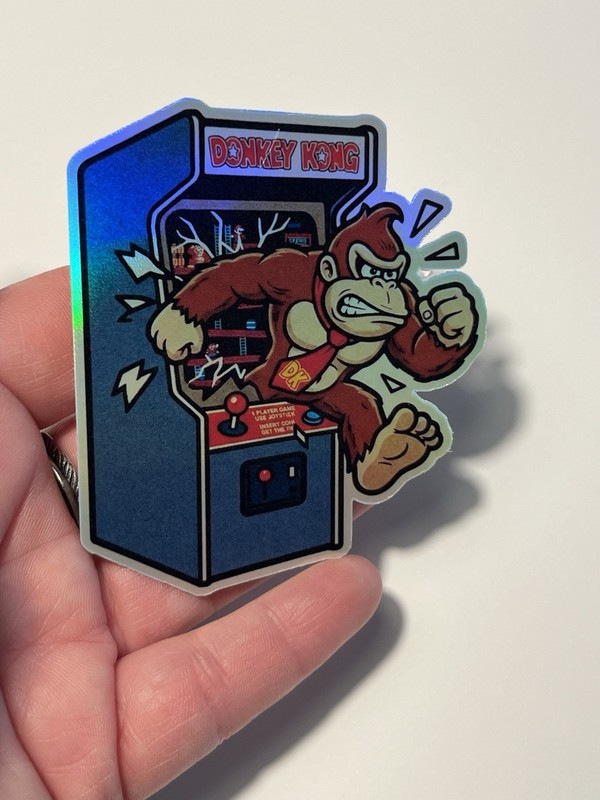 Donkey Kong Retro arcade machine 3inch Holographic Sticker gallery