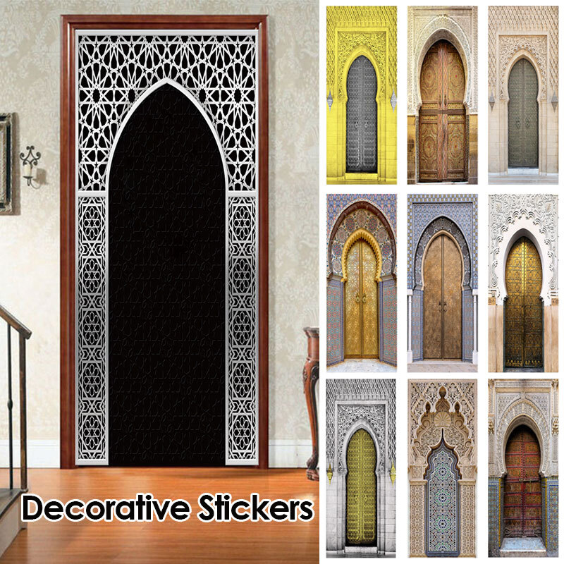Muslim Arabic Door Sticker Islamic Wallpaper Living Room Door Decor Furniture gallery