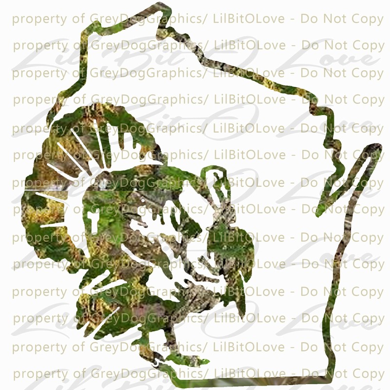 Camouflage Camo Wisconsin Turkey Hunter Hunting Vinyl Decal Sticker Gobbler