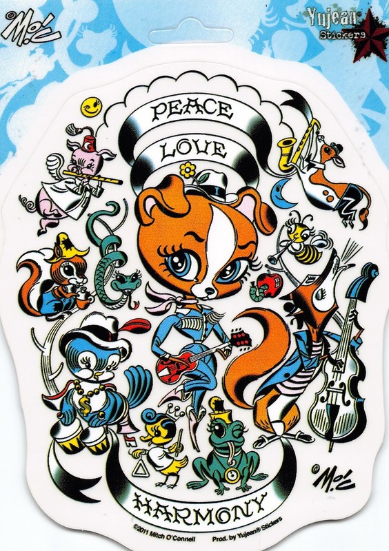 Peace Love Harmony Mitch O Connell Die-Cut Decal Sticker New Animal Band