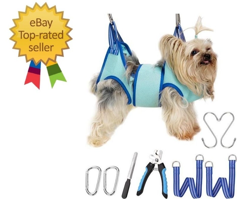 Dog Grooming Hammock, XXS Hanging XX-Small, XX-Small 7 LB Max/Turquoise