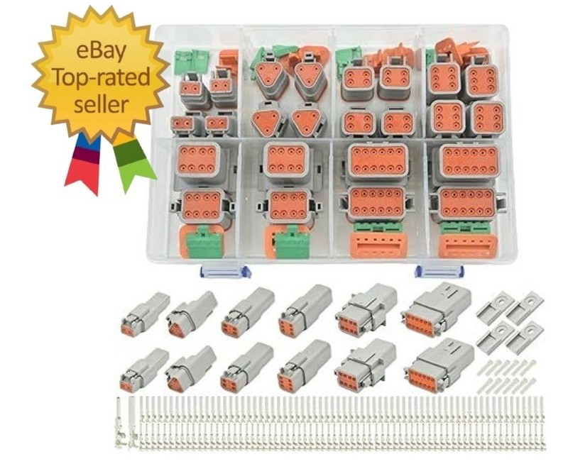 215 PCS Deutsch Connector Kit, DT 2 3 4 6 8 12 Pin Connectors, IP67 Waterproof E
