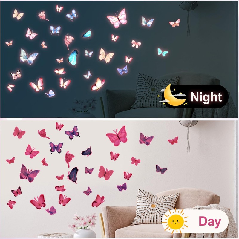 3 Sheets Glow in The Dark Butterfly Wall Decals, As Shown the Picture gallery