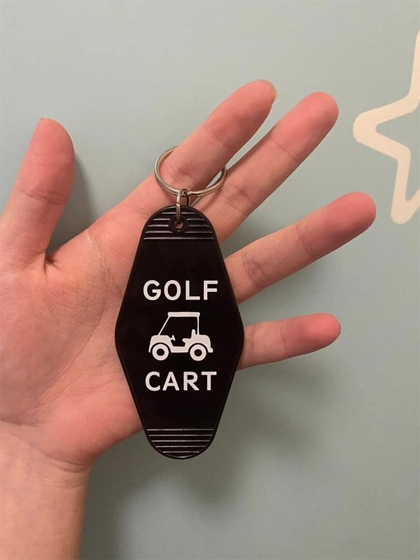 Golf Cart Keychain Plastic Retro Motel Golf Cart Key Chain for Women Men Black gallery