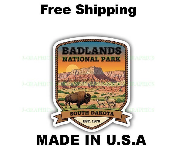 Badlands National Park Vintage Style Travel Decal, Vinyl Sticker B