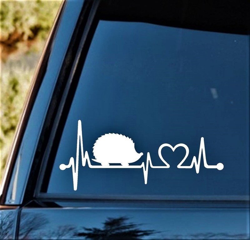 Hedgehog Heartbeat Decal Porcupine Lifeline Sticker for Car Pet Cage Deco F1083