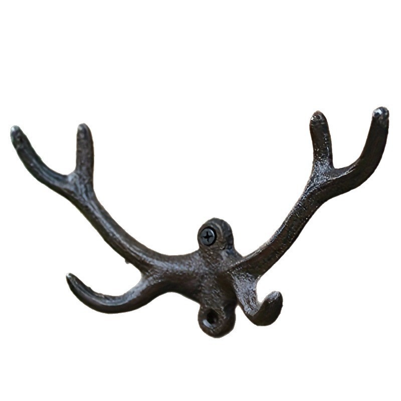 Cast Iron Wall Hook Black Antler Rustic for For hanging Clothes Hats Keys gallery