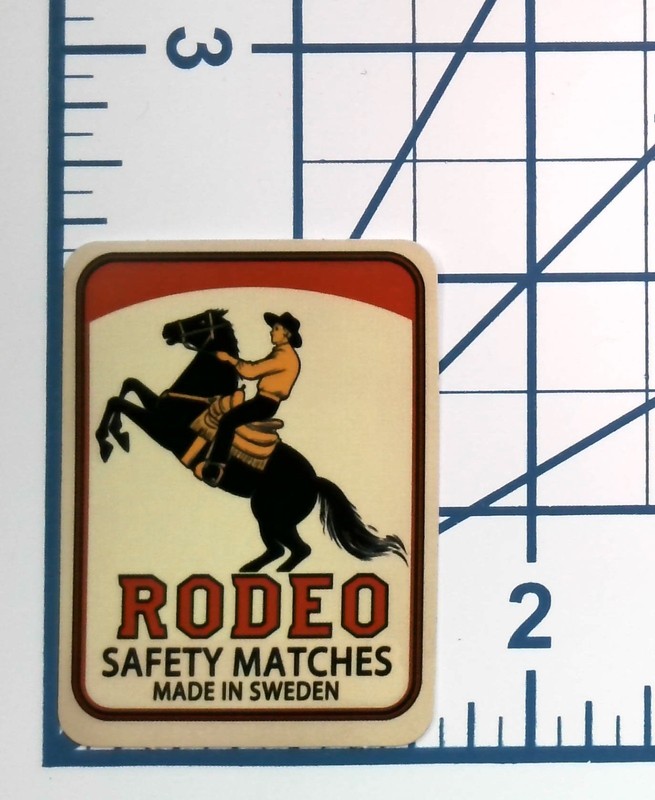 Vintage Rodeo Safety Matches Made in Sweden Vinyl Sticker Retro Cowboy Decal gallery