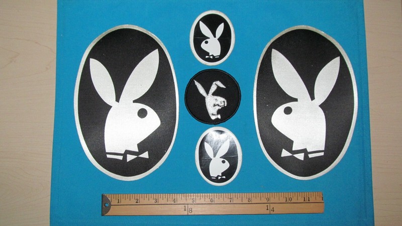 * 70S PLAYBOY HEFFNER SEXY BUNNY RABBIT WHITE LOGO STICKER PATCH CREST LOT *