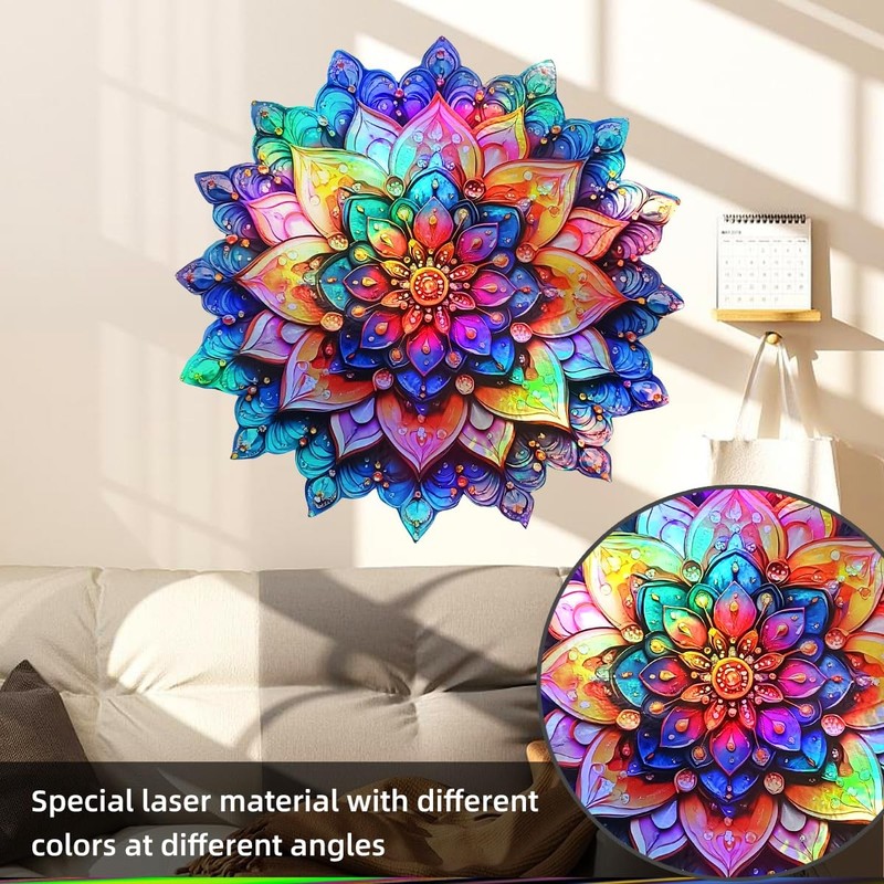 Mandala Wall Decal Metallic Effect Peel and Stick 3D Lotus Floral Wall Sticke... gallery