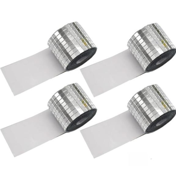 Self-Adhesive Glass Mirror Strips 4cm x 1m 4 Rolls Reflective Decor Tape
