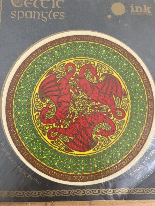 VINTAGE CELTIC SPANGLES WINDOW STICKER INK ENTERPRISES - DRAGONS gallery