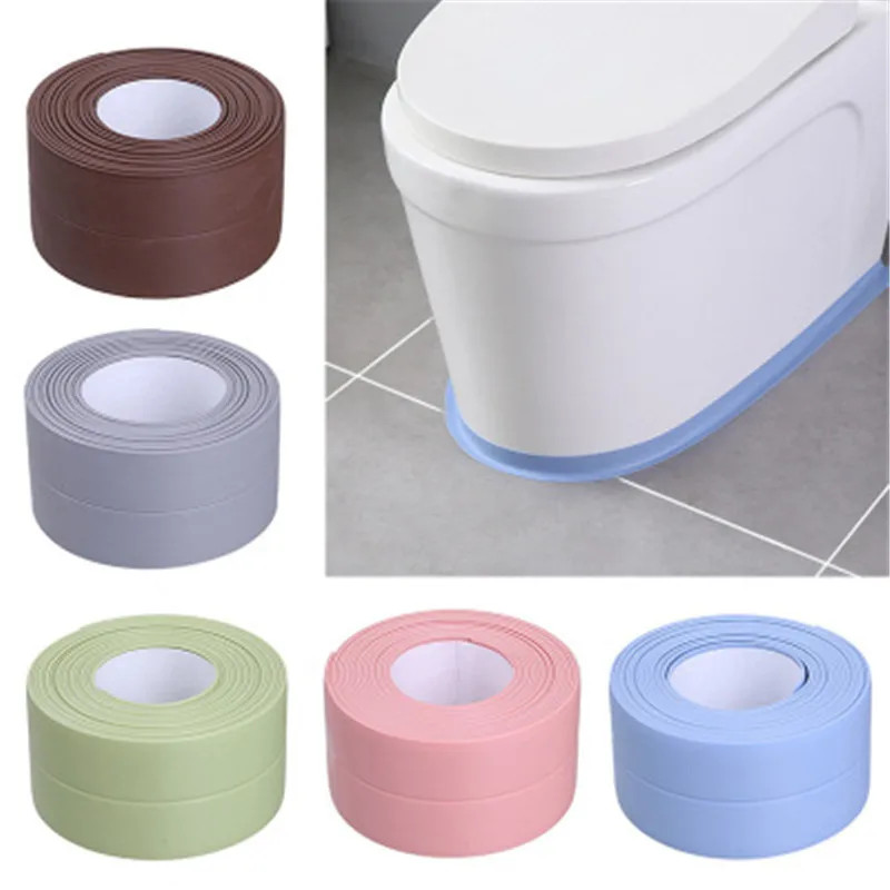 1Pc Bathroom Waterproof Wall Stickers Sealing Tapes PVC Adhesive Sealing Strips gallery