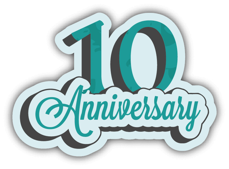 Anniversary 10 Years Car Bumper Sticker Decal