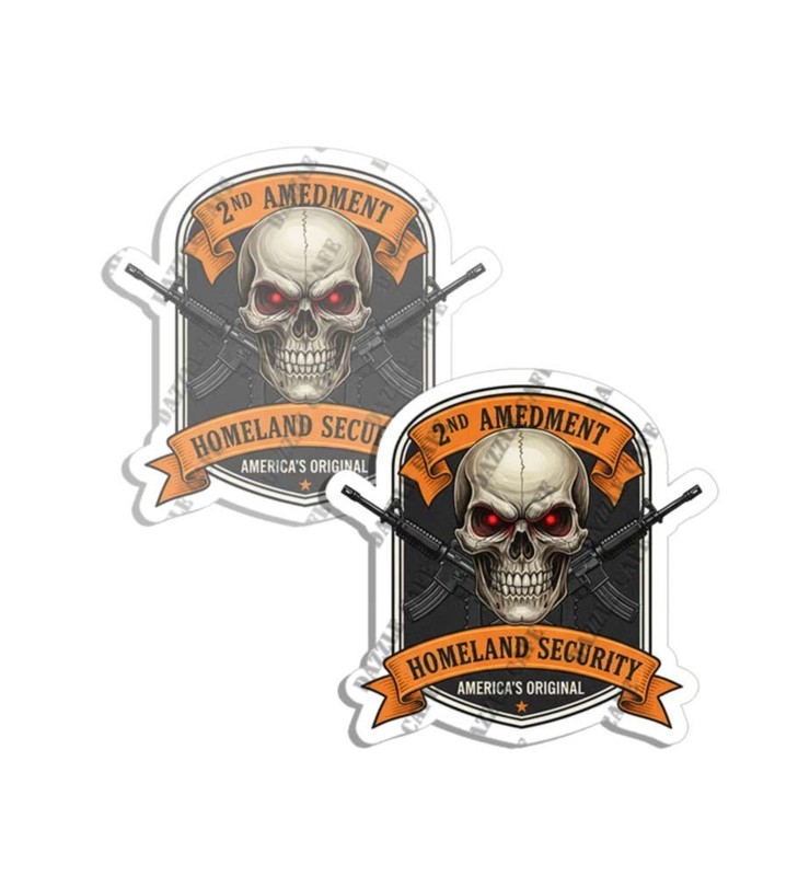 2nd Amendment Homeland Security Sticker for Window Laptop Made in USA 2 PACK
