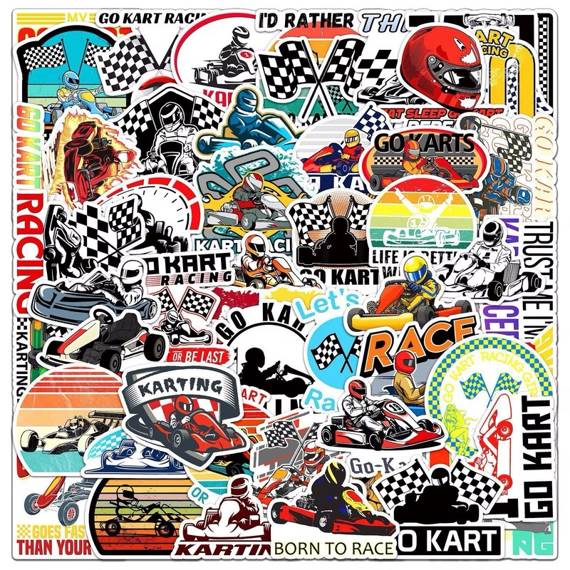 10 Random Go Karting Stickers Racing Sports Decals Hydro Laptop Free Shipping!