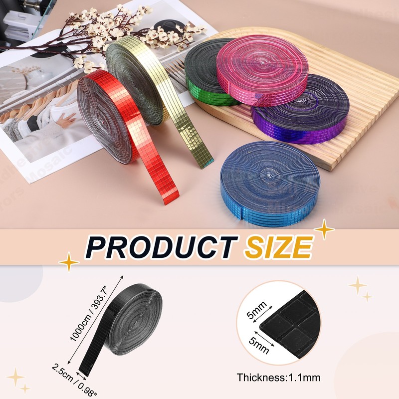5x5mm Self Adhesive Mirrors Mosaic Tiles, 10000 Pcs Mosaic Sticker, Black gallery