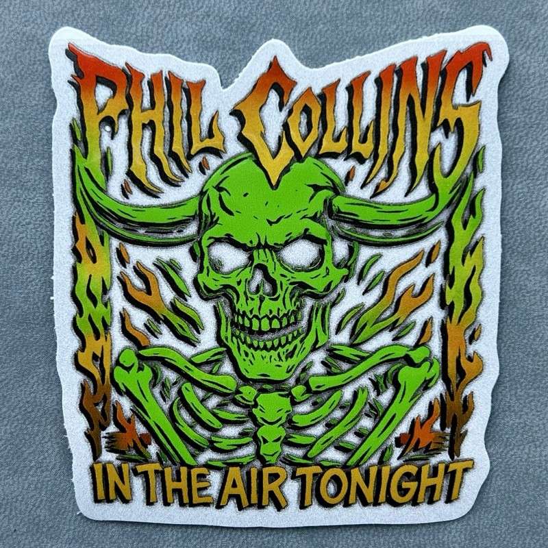 Phil Collins Inferno: “In The Air Tonight” Skull Vinyl Sticker Heavy Metal