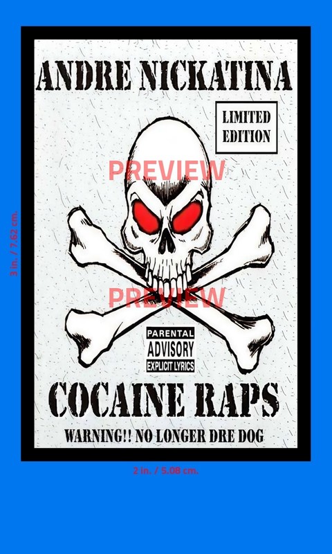 Andre Nickatina Cocaine Raps Sticker (GANGSTA RAP) 2×3 in. Adhesive Photo Print