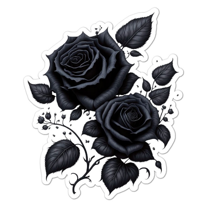 Black Roses, Vinyl Decal Sticker, Indoor Outdoor, 3 Sizes, #9482
