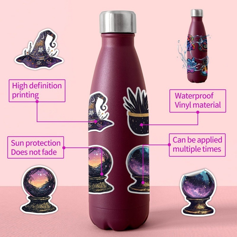 50pcs Waterproof Vinyl Stickers Dark Magic Witch Luggage Phone Laptop Car Window gallery