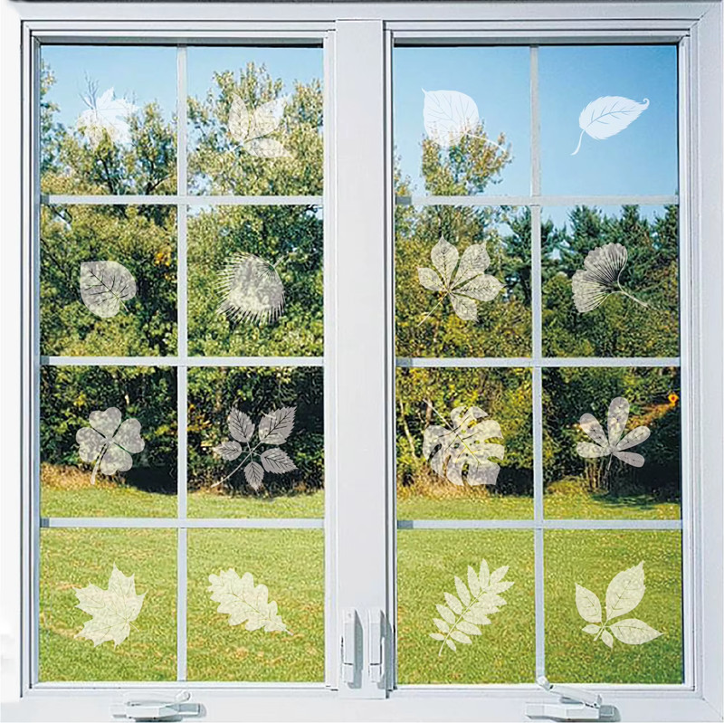 Window Decals for Bird Strikes 52 Pieces Large Leaf Shape Anti Collision Window gallery