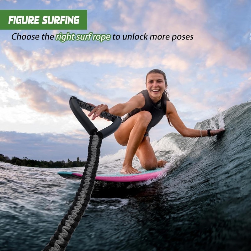 25FT Wakesurf Rope and Handle, 6 Sections Adjustable Floating Surf Tow Ropes,... gallery