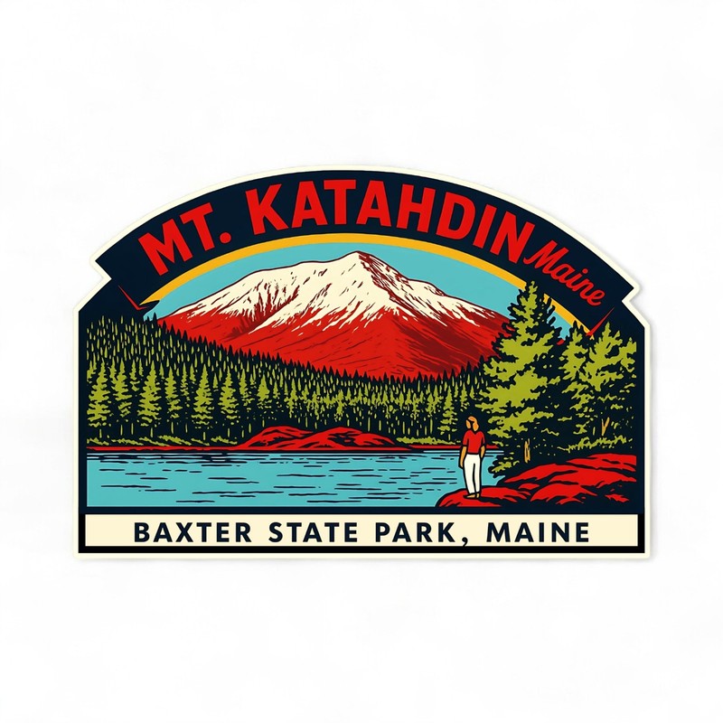 Mount Katahdin Maine Vinyl Travel Souvenir, Nature Adventure Decal for Outdoors, gallery