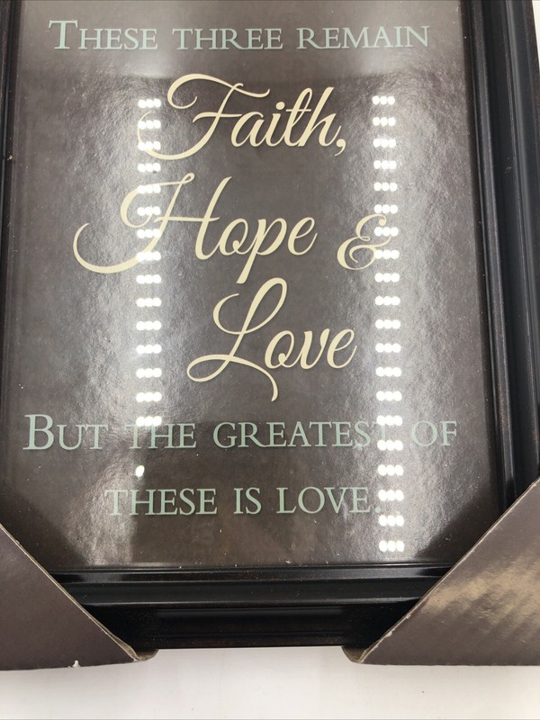 Faith, Hope, &Love Sign,Brand New,Wood And Glass Finish Made In China Item 11896 gallery