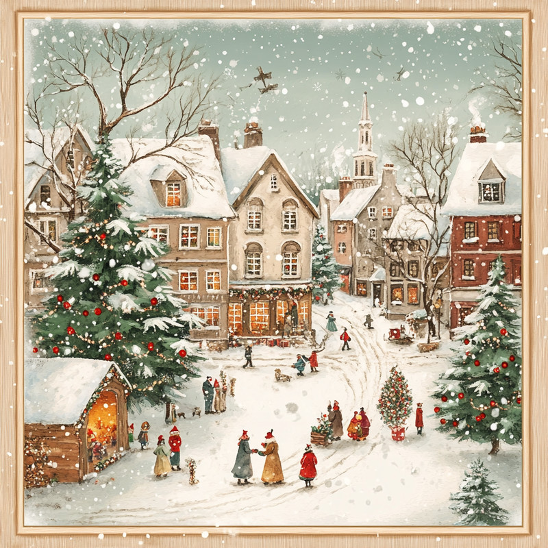 2PC 18x18inch Christmas photo framed decal, Large Holiday Winter wall sticker gallery