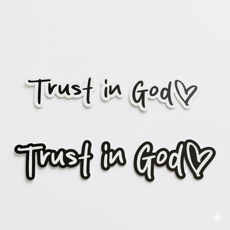 2 Pack Trust In God Vinyl Stickers White & Black Decals Religious Christian Gift