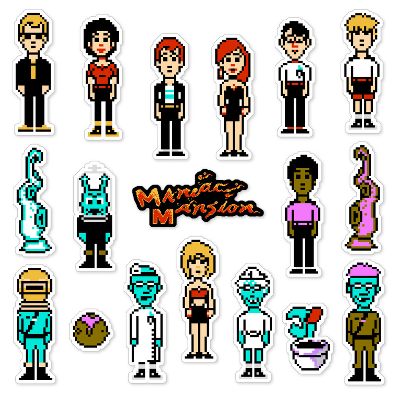 Maniac Mansion Stickers Nintendo NES 18 Sticker Pack