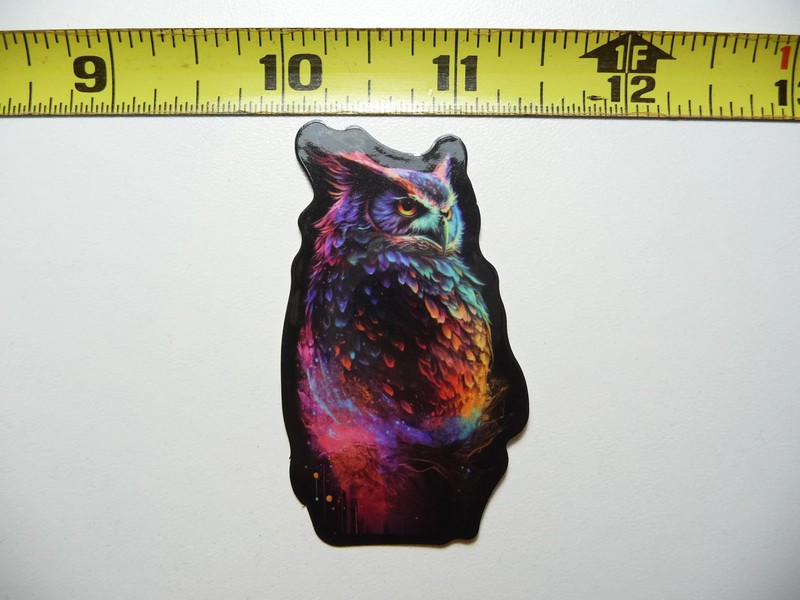 OWL SMALL STICKER DECAL BIRD HUNTER VIBRANT MYSTICAL NEON COLORFUL ANIMAL