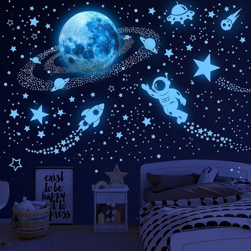 531Pcs Glow in The Dark Stars and Planet Wall Stickers,Galaxy Astronaut Rocke...
