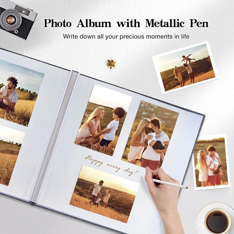 Large Photo Album Self Adhesive 4X6 5X7 8X10 Pictures Linen Cover 80 Blank Pages gallery