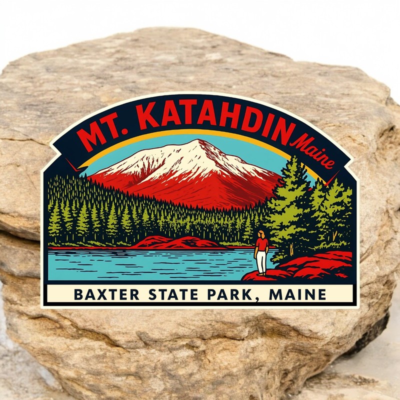 Mount Katahdin Maine Vinyl Travel Souvenir, Nature Adventure Decal for Outdoors, gallery