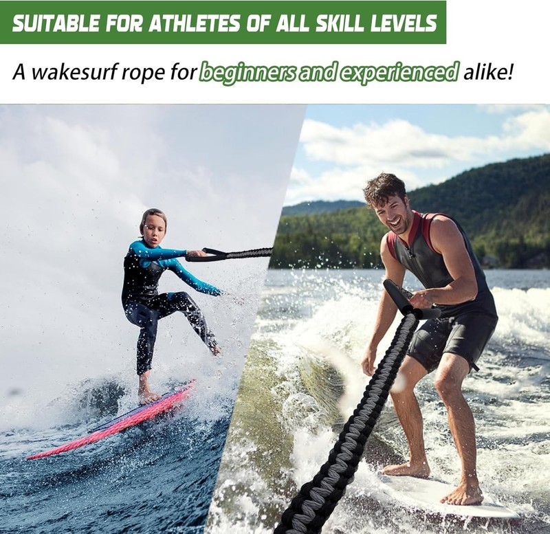 25FT Wakesurf Rope and Handle, 6 Sections Adjustable Floating Surf Tow Ropes,... gallery