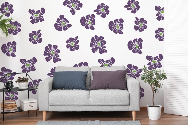 Retro Flower Decals, Mid Century Flower Decal, Groovy Flower Power Decor