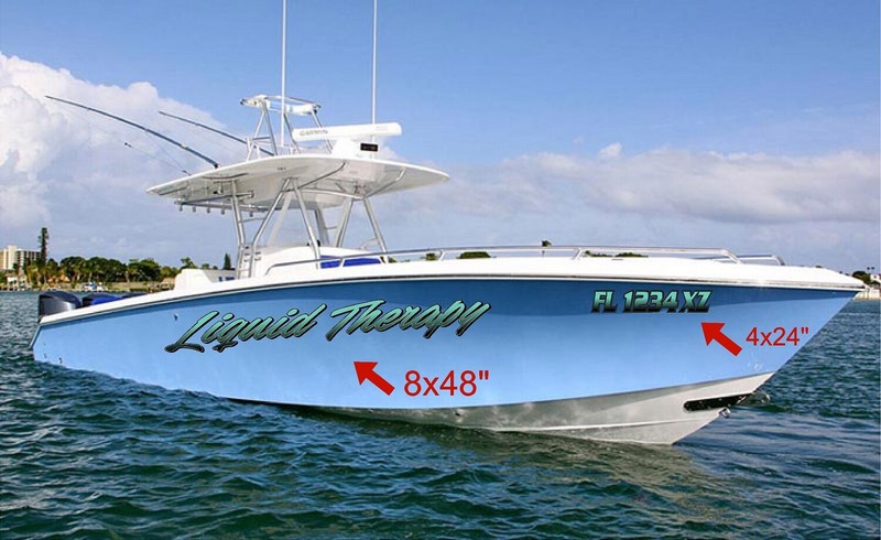 Boat Name Decal 3x18" / Custom Hull Graphic / Premium Marine Vinyl Lettering GRB gallery