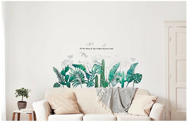 Tree Wall Decals, Tropical Leaf Wall, Mural – Peel and Stick, Easy Installation