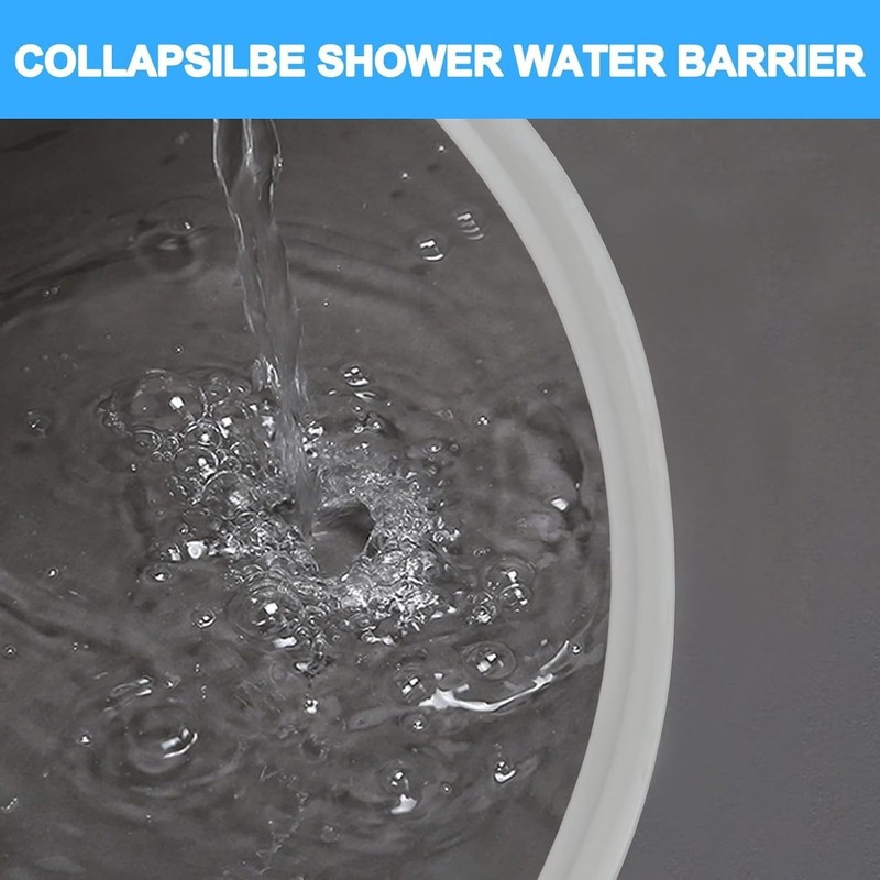 67 Inch Collapsible Shower Threshold Water Dam, Silicone Shower Water Stopper Ba gallery