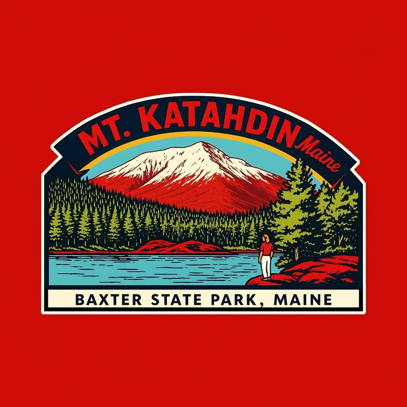 Mount Katahdin Maine Vinyl Travel Souvenir, Nature Adventure Decal for Outdoors, gallery