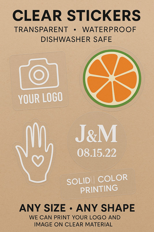 Clear Labels and Stickers Any color Any size Waterproof and Dishwasher Safe gallery