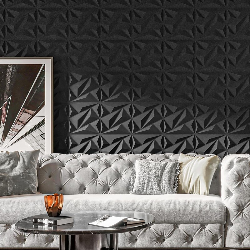 33 Pack 3D Diamond Textured Wall Panels - Elegant PVC Décor, Covers 32 Sq.Ft. gallery