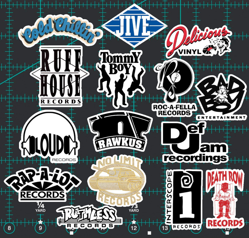 15 90s Hip-Hop Record Label Sticker Pack – Clear, Holographic, or White – Rap
