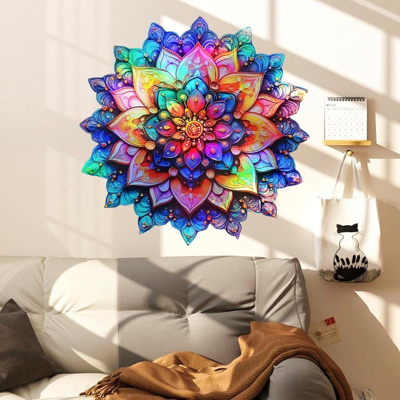Mandala Wall Decal Metallic Effect Peel and Stick 3D Lotus Floral Wall Sticke... gallery