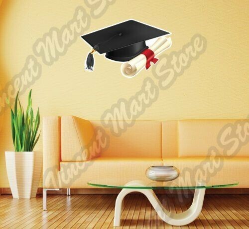 Graduation Cap Diploma Student Wall Sticker Room Interior Decor 25"X16"