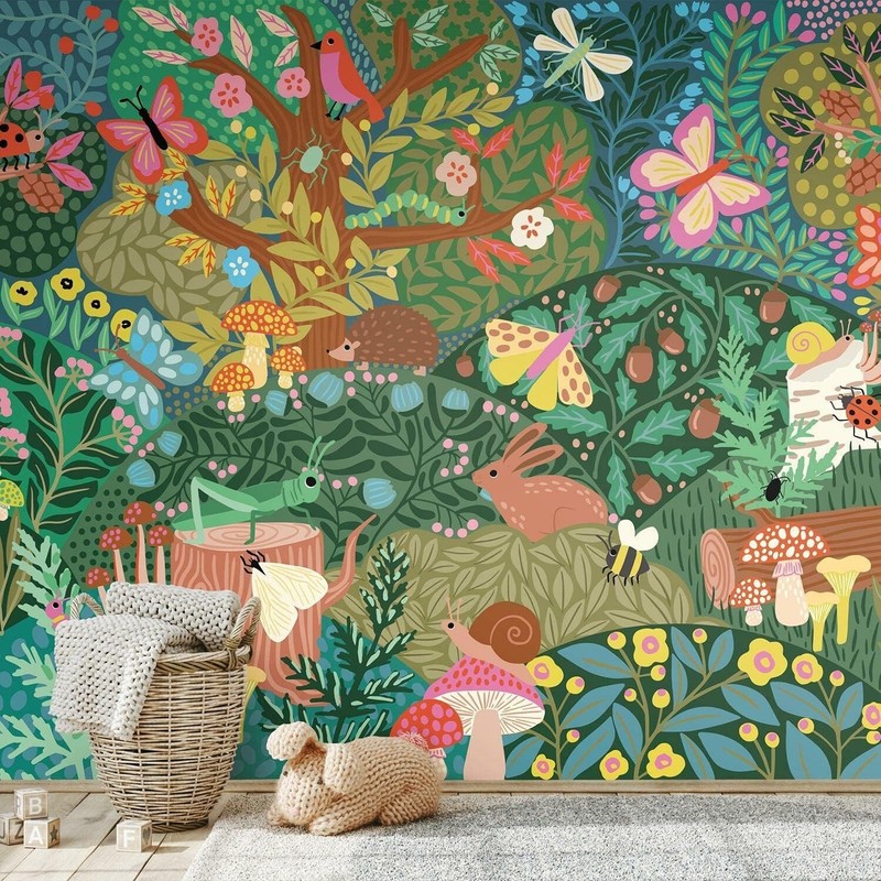 Woodland Wonderland Peel and Stick Wall Mural Huge 10.5 ft. x 6 ft Animals