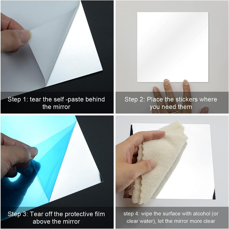 Fantasyon 10 Pieces Flexible Mirror Sheets, Self Adhesive Decorative Plastic Mir gallery